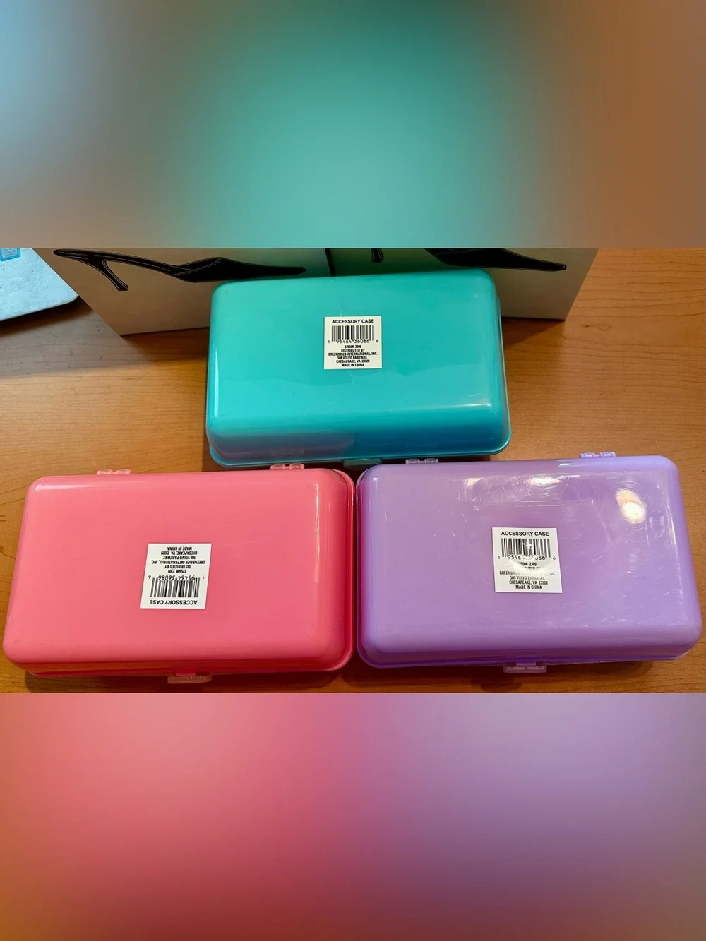 Glitter Handle Storage Box Set - Pink, Purple & Teal